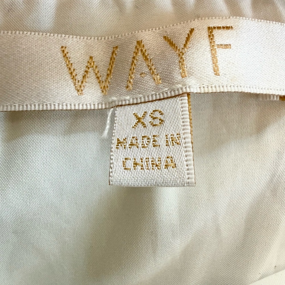 WAYF White Blue Floral Puff Sleeve Tie Back Midi Dress XS - Picture 7 of 15